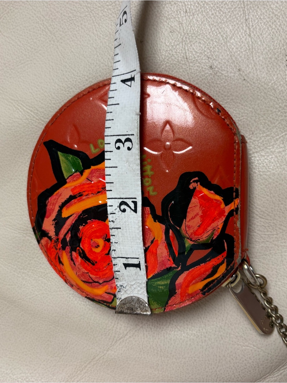 VTG LOUIS VUITTON x Stephen Sprouse Orange Vernis ROSE Coin Purse w/ Chain - Picture 3 of 14